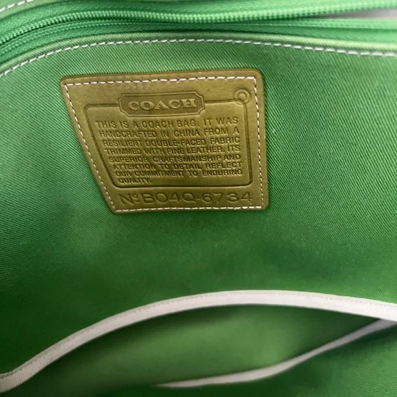 Coach Cream and Green Tote Bag - Picture 6 of 15